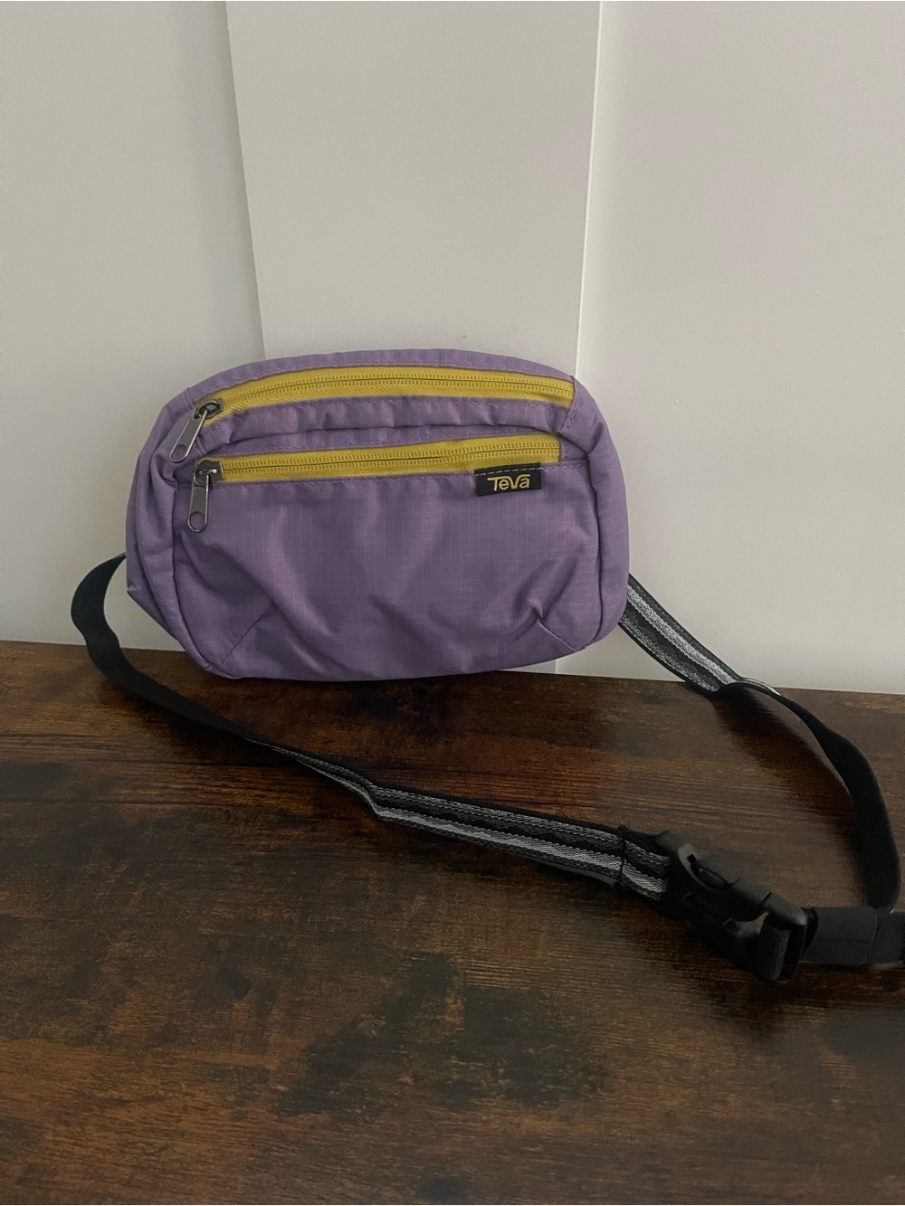 Teva Lavender Belt Bag with Yellow Zippers